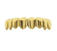 ALCXAZS Top Bottom False Teeth Portable Halloween Mouth Grills Punk Gifts Set Tooth Performance Party Home Accessories, Gold &Upper Teeth