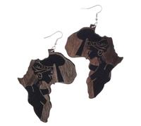 ALCXAZS Tribe Lady Jewelry Lightweight Map Hoop Earrings Unique Wood Map Earring Beautiful Ethnic Earrings Fashionable Gift For Girls Africa Dangle Earring