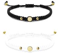 ALCXAZS Two handmade bracelets with weaving, black and white couple unique adjustable ze, commitment friendship bond