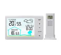ALCXAZS Wireless Indoor Outdoor Thermometer With Trend Forarrow 12/24 Selection Outdoor Thermometer Wireless Weather Stations