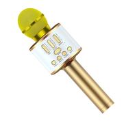 ALCXAZS Wireless Microphone Bluetooth-compatible Speaker Reverberation Noise Reduction KTV Player Rechargeable Colorful LED Lights Mic, Golden