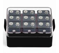 ALCYON Battery Organizer Storage Case, Battery Vault Box Container for 48pcs AA Batteries, Plastic Clear Protective Battery Holder for Travelling/Home/Office (Box Only) (Black, 9V)