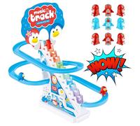 ALDEFY Penguin Go Racer Track Toy, Penguine Race Game, Kids Fun Playing Games with Slide & Music, Climbing Stairs Toys for Toddlers and Kids, Playful Roller Coaster Playset
