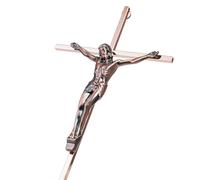 ALDENTA Crucifix Wall Cross - Catholic Wall Crucifix Crosses 10 Inch - Metal Wall Crosses for Home Decor - Antique Copper/Rose Gold