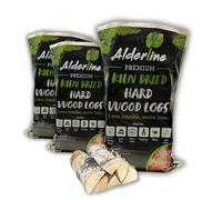 Alderline Kiln-Dried Birch Hardwood Logs 25 L - Ready to Burn firewood - Smokeless 25 cm fire logs for wood burner, Stoves, Fire Pits, and More! - Pack 3