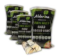 Alderline Kiln-Dried Birch Hardwood Logs 25 L - Ready to Burn firewood - Smokeless 25 cm fire logs for wood burner, Stoves, Fire Pits, and More! - 4-Pack