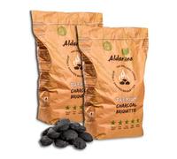 Alderline Premium Charcoal Briquettes (8kg) - Perfect for slow BBQ sessions - Ready in 15 Minutes, Pillow-Shaped, Up to 300°C, 4+ Hour Burn Time - 100% Natural, Sustainable Charcoal for Grilling