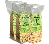 Alderline Premium Kindling Wood 3 KG - Firewood Sticks for Effortless Ignition in Pizza Ovens, Log Burners, and BBQ Charcoal - Perfectly Packaged in Bag for Convenience and Low Smoke Emission (3 Nets)
