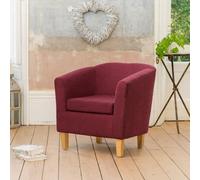 Alderwood 68Cm Wide Hessian Fabric Tub Chair With Pine Coloured Legs - Purple