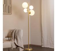 ALDEX Joel floor lamp, brass/white, 4-bulb
