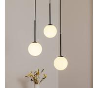 ALDEX Joel pendant light, black/white round, 3-bulb