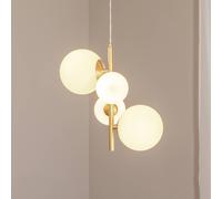 ALDEX Joel pendant light, brass/white, 4-bulb