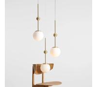 ALDEX Joel pendant light, round brass/white, 3-bulb