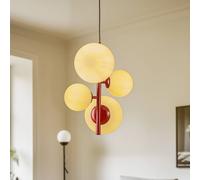ALDEX Joel pendant light, wine red/white, 4-bulb