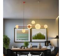 ALDEX Joel pendant light, wine red/white, 6-bulb