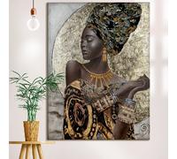 aldgate wooden african lady wall art in gold and brown