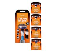Aldi Lacura Men - 5 Blade Razor Advanced Shaving System + 4 x 5 Blade Razor Refills 4pk [Blade + Refill Set] [Imperfect Packaging]