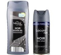 Aldi Lacura Men - Noir Shower Gel 300ml + Noir Body Spray 150ml [Bath & Body Set]
