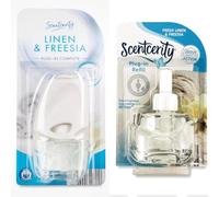 Aldi Scentcerity Linen & Freesia Plug-in Complete & Refill Diffuser - Up to 80 Days - 20mL x2