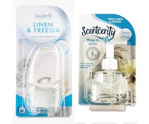 Aldi Scentcerity Linen & Freesia Plug-in Complete & Refill Diffuser - Up to 80 Days - 20mL x2
