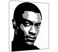 Aldis Hodge (100% Original Painting. Not A Print!) Acrylic Paint On Deep Framed Canvas (60 x 50 x 1.8 cm) 3-Colour Black/Grey/White