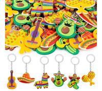 ALDMIO 30Pcs Mexican Keychains, Cinco De Mayo Party Favors Donkey Maraca Sombrero Guitar Cactus Keychains