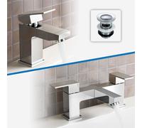 Aldo Bathroom Basin Mixer & Bath Filler Mixer Tap & Waste Chrome