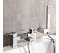 Aldo Bathroom Chrome Deck Mounted Solid Brass Bath Filler Tap & Shower Handset