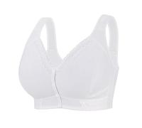 ALDOLA Non Wired Bras for Women Front Button Bra Push Up Bras White Full Coverage Comfort Everyday Soft Cup Bra Size：48F