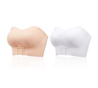 ALDOLA Non Wired Bras for Women Strapless Bra 2 Pieces Light Yellow + White Women's Strapless Bras Non-Wired Support Non Padded Plus Size Minimiser Bra (Size：90C