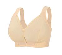 ALDOLA Women's Bras Front Fastening Wirefree Bra Push Up Bra Light Yellow Full Coverage Supportive Wide Straps Everyday Bras Size：44C