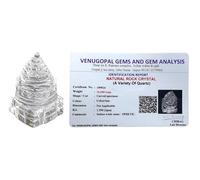 aldomin Certified Clear Quartz Meru Shree Yantra | Sphatik Crystal Shri Yantra for Abundance, Wealth & Good Luck | Energized Vastu Idol (30 to 50 Gram)