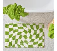 Aldopein Aesthetic Groovy Green Checkered 2x3 Small Throw Rugs for Bedroom Living Room Dorm Bathroom Kitchen Non Slip Washable, Modern Abstract Midcentury Plush Tufted Trendy Accent College Dorm Rug