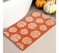 Aldopein Burnt Orange Pumpkins Bath Mats Non Slip Washable, Microfiber Boho Cute Fall Autumn Bath Rug Absorbent, 16’’W x 24’’L Rustic Farmhouse Country Fall Bathroom Mat Aesthetic Decor