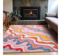 Aldopein Colorful Pink Blush Rug, 3x5 Small Area Rug Non Slip Washable Throw Carpet for Kitchen Entryway Indoor Bedroom Bathroom Dorm, Groovy Aesthetic Funky Accent Bedside Nursery Rug