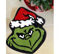 Aldopein Cute Grinch Christmas Bath Mat, 24''W x 28''L Modern Fun Festive Holiday Green Non Slip Absorbent Shaggy Microfiber Xmas Bath Rug