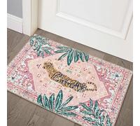 Aldopein Hippie Rugs, 2x3 Faux Wool Tropical Pink Boho Throw Rugs for Bathroom Kitchen Small Indoor Entryway Rug Modern Vintage Distressed Indian Accent Floor Mat Non-Slip Washable