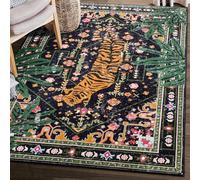 Aldopein Oriental Tropical Indoor Door Mat Washable, Thin Black Boho Vintage Distressed Hippie 3x5 Throw Rugs for Bedroom Bathroom Kitchen Non-Slip Abstract Botanical Tribal Indian Entryway Carpet