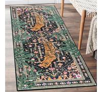 Aldopein Oriental Tropical Kitchen Runner Rug 2x5 Washable, Thin Stain Resistant Black Boho Bathroom Runner Rug for Hallway Entryway Bedroom Laundry, Vintage Abstract Hippie Botanical Long Carpet