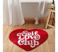 Aldopein Self Love Club Rug Heart Shaped Valentines Day Rug Non Slip, Cute Bath Mat Funky Aesthetic Groovy Red Small Area Rugs for Bedroom Bathroom, Modern Y2K Dorm College Girly Carpet