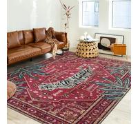 Aldopein Tribal Rugs Summer Tropical 5x7 Area Rugs Wine Red Traditional Boho Vintage Oriental Rug Carpet for Bedroom Kitchen Dining Living Room Indoor Entryway Washable