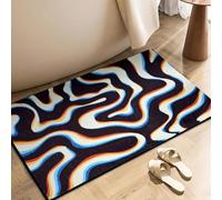 Aldopein Trippy Abstract 2x3 Small Area Rug Soft Thin Funky Aesthetic Glitch Psychedelic Wavy Swirl Bathroom Rug Colorful Black White, Retro Cool Washable Throw Rugs for Kitchen Entryway Bedroom