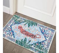 Aldopein Tropical Jungle Rugs, 2x3 Faux Wool Botanical Boho Throw Rugs for Bathroom Kitchen Small Indoor Entryway Rug Modern Vintage Distressed Hippie Indian Accent Floor Mat Non-Slip Washable