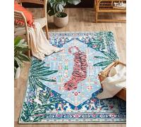 Aldopein Tropical Rug, 3x5 Thin Boho Small Area Rugs for Bathroom Kitchen Small Indoor Entryway Modern Vintage Distressed Summer Jungle Plant Accent Carpet Non-Slip Washable