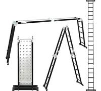 ALDORR 4x5 Professional Folding Ladder without Platform Aluminum - Multi-purpose - Load Capacity up to 150kg - Foldable - Safe and Reliable (EN131) - Extendable Ladder - 330LB / 150 KG