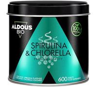 Aldous Bio Premium Organic Chlorella and Spirulina for 7 Months,600 Tablets of 500mg,Immune System Support - Vegan Protein,Chlorophyll Tablets,Certified Organic Chlorella Spirulina Tablets, Green