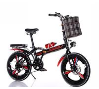aldult teenager 20'' Folding Bike,6-Speed Drivetrain,Light Weight Aluminum Frame Foldable Compact Bicycle Wear-Resistant Tire for Adults Handlebars+seat height can be adjusted at will/Red
