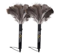 Aldwin Ostrich Feather Duster Retractable 2 Pack,16 inch Genuine Fluffy Natural Handheld Feather Dusters for Cleaning Supplies, Washable,Car, Office, Desk