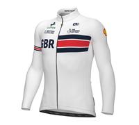 ALE British Cycling Official Prime Jersey Mens - Long Sleeve, White, Team GB