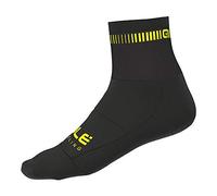 Alé Cycling Unisex Logo Q-Skin 12cm Cycling Socks, Black/Fluo Yellow, Large (EU 44-47)